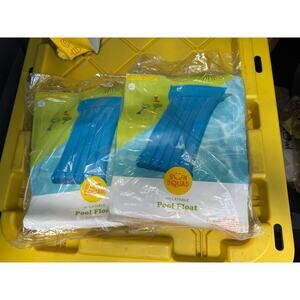 (2) Pack BLUE Sun Squad Inflatable Pool Float Raft Lounger with Pillow 5' 7.5" L